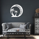 Palm Trees Oasis Beach House Metal Sign