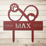 Paw Heart Infinity Metal Stake