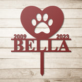Paw Heart Memorial Metal Stake