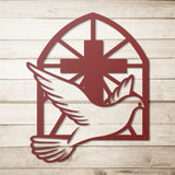 Peace Dove with Cross Metal Wall Art