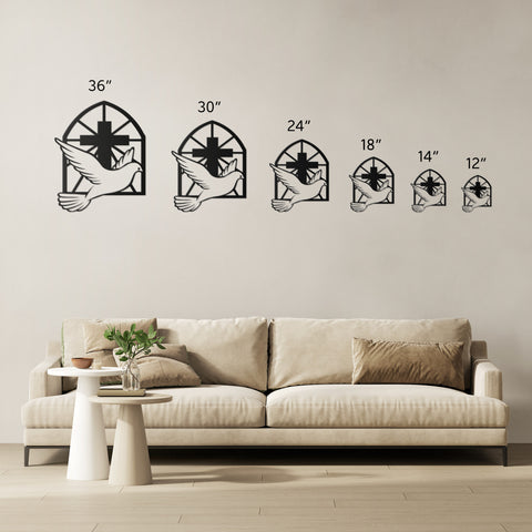Peace Dove with Cross Metal Wall Art