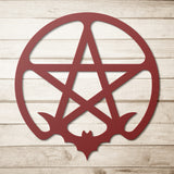 Pentagram Witchy Bat Metal Wall Art