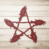 Pentagram with Broomsticks Metal Wall Art