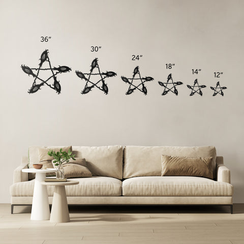 Pentagram with Broomsticks Metal Wall Art