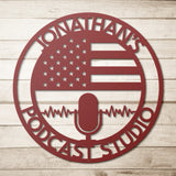 Personalized American Flag Podcast Metal Wall Art