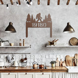 Personalized Bigfoot House Number Metal Sign with Stakes