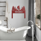 Personalized Bigfoot House Number Metal Sign with Stakes