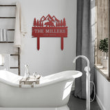 Personalized Cabin Bear and Trees Metal Sign