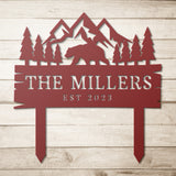 Personalized Cabin Bear and Trees Metal Sign