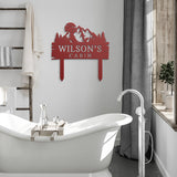 Personalized Cabin Mountain Palm Trees Metal Sign