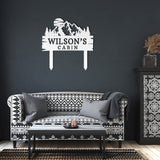 Personalized Cabin Mountain Palm Trees Metal Sign