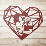 Personalized Couple Photo with Geometric Heart Metal Wall Art