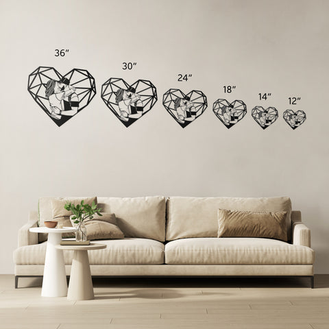 Personalized Couple Photo with Geometric Heart Metal Wall Art