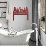 Personalized Deer in the Woods Address Metal Sign with Stakes