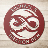 Personalized Dragon Infinity Round Metal Sign