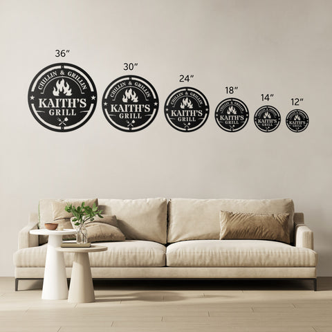 Personalized Grill n Chill Metal Wall Art