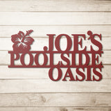 Personalized Hibiscus Poolside Oasis Metal Art
