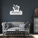 Personalized Hibiscus Poolside Retreat Metal Art