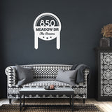 Personalized House Number & Street Name with Last Name Round Metal Sign with Stakes