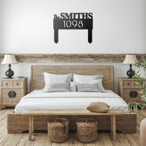 Personalized Last Name & House Number Metal Sign with Stakes
