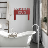 Personalized Last Name & House Number Metal Sign with Stakes