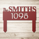 Personalized Last Name & House Number Metal Sign with Stakes