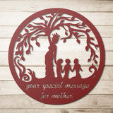 Personalized Mother and Children Tree of Life with Special Message Metal Wall Art