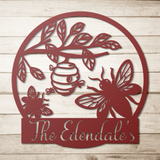 Personalized_Natural_Honey_Bee_Hive_Sign_Red_Simple_Wood_BKGD_Mockup.png