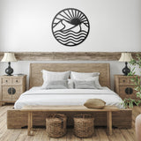 Sea Sun Mountain Metal Line Wall Art