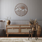 Sea Sun Mountain Metal Line Wall Art