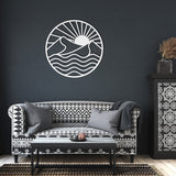Sea Sun Mountain Metal Line Wall Art