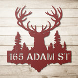 Deer Antlers House Number / Street Address Metal Sign