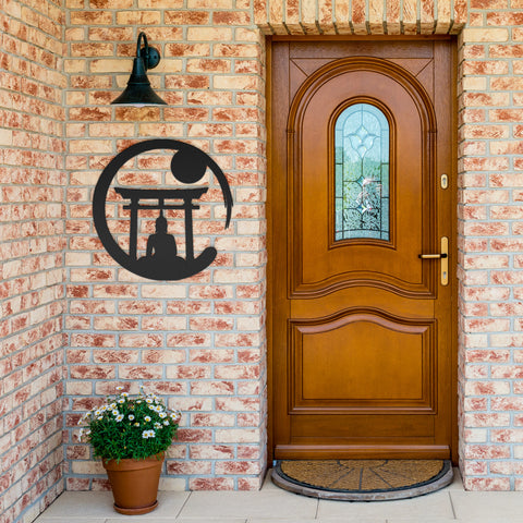TORII GATE with Zen Circle Metal Wall Art