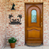 Tropical Palm Trees House Number Street Address Metal Sign