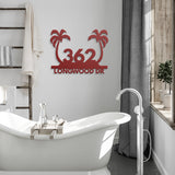 Tropical Palm Trees House Number Street Address Metal Sign