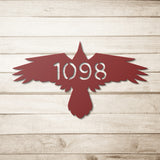 Viking Themed Raven House Number Metal Sign