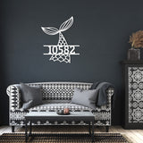 Whale House Number Metal Wall Art