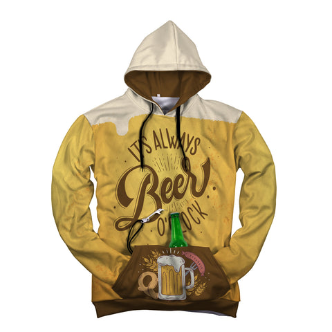 It's always Beer O'clock - Front Pocket Hoodies with Beer Opener