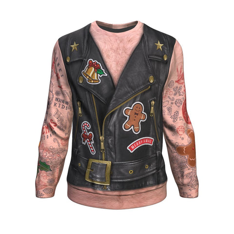 Funny Hairy Leather Jacket PRINTED Sweatshirt