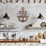 Anchor House Number Metal Sign