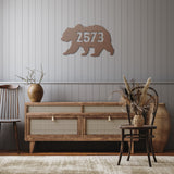 Bear House Number Metal Wall Art