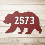 Bear House Number Metal Wall Art