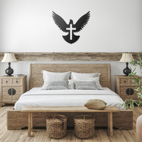 Cross Pigeon Peace Metal Wall Art
