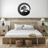 Enso Circle with Bonsai Tree Metal Wall Art