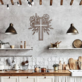 Floral Cross Metal Wall Art