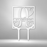 Square Stake Monogram - Steel Sign