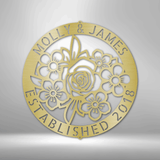Floral Ring Monogram - Steel Sign