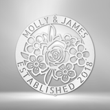 Floral Ring Monogram - Steel Sign
