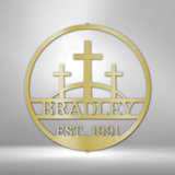 Three Crosses Monogram - Steel Sign