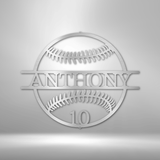 Name and Number Baseball - Metal Sign